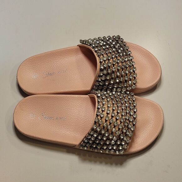 BRAND NEW HERSTYLE CHEERFUL RHINESTONES EMBELLISHMENTS SLIDES SANDAL - Picture 8 of 16